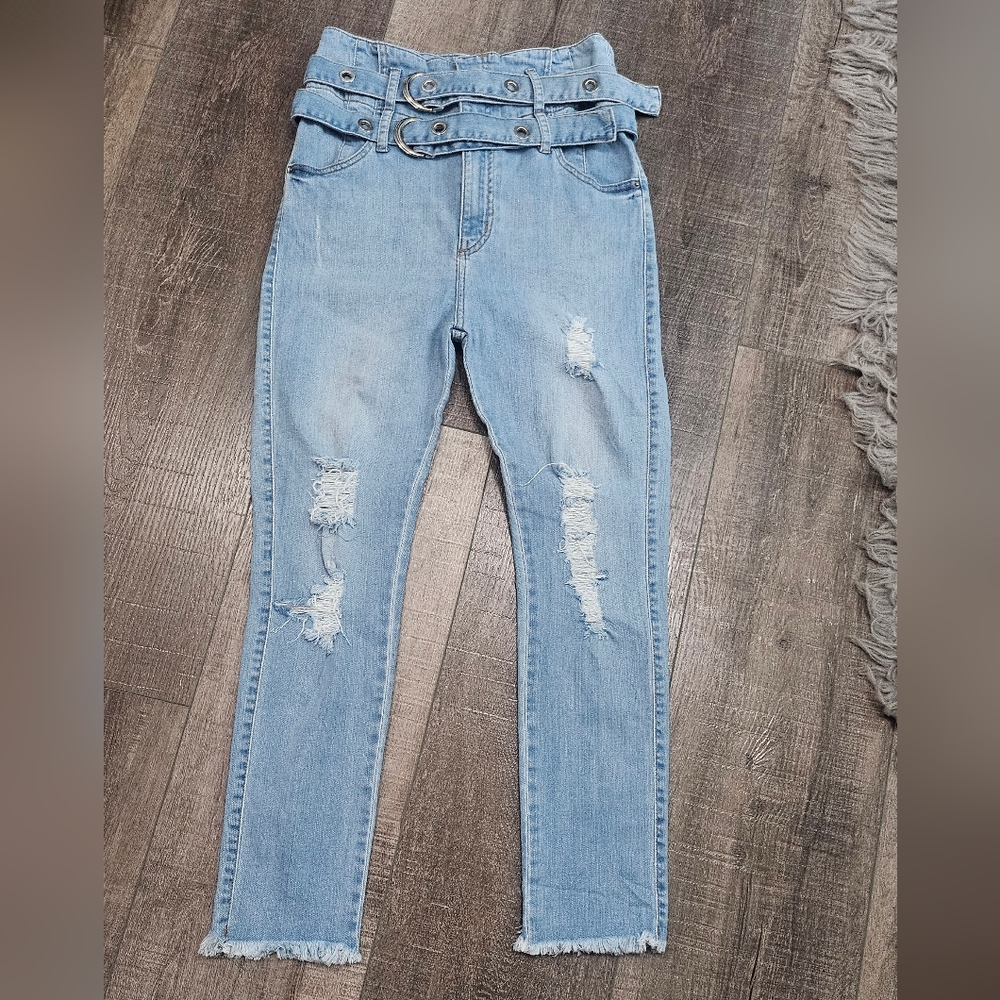 Stylish Light Blue Distressed Brazilian Jeans